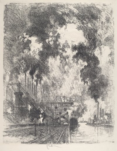 Descarregando Ore, 1917. de Joseph Pennell