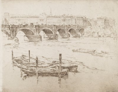 Waterloo Bridge e Somerset House, 1905. de Joseph Pennell