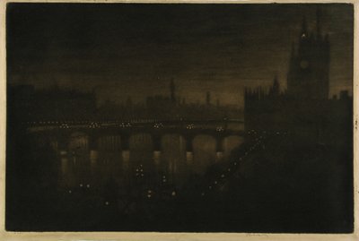 Westminster à noite - da janela do meu estúdio de Joseph Pennell