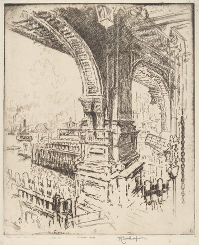 Dentro do Ferry, Cortlandt Street, Nova York de Joseph Pennell