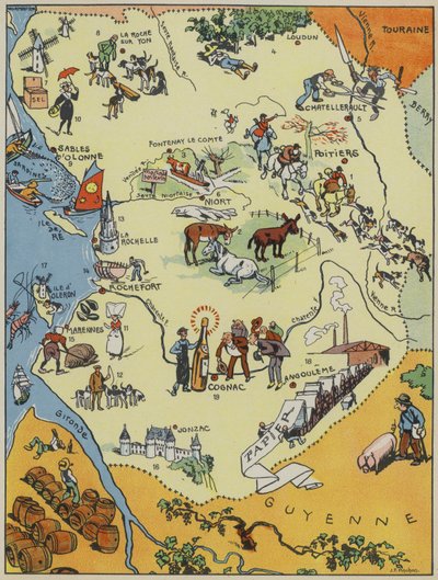 Aunis Et Saintonge-Angoumois-Poitou (litografia a cores) de Joseph Porphyre Pinchon