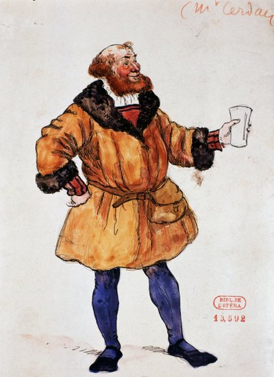 Fato para a personagem de Brander em La Damnation of Faust de Hector Berlioz, esboço de Joseph Porphyre Pinchon (1871-1953) de Joseph Porphyre Pinchon