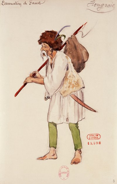 Fato para a personagem húngara em A danação de Fausto de Hector Berlioz, esboço de Joseph Porphyre Pinchon (1871-1953) de Joseph Porphyre Pinchon