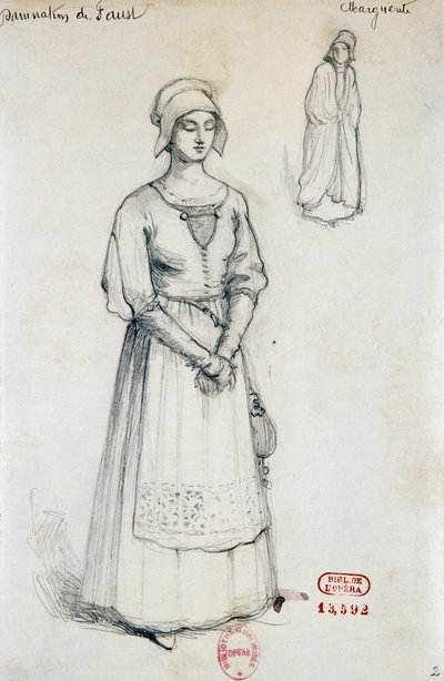Fato para a personagem Margarida em A danação de Fausto de Hector Berlioz, esboço de Joseph Porphyre Pinchon (1871-1953) de Joseph Porphyre Pinchon