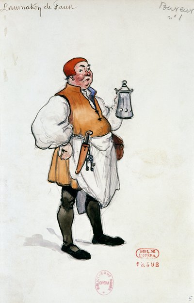 Traje para a personagem do anfitrião em A danação de Fausto de Hector Berlioz, esboço de Joseph Porphyre Pinchon (1871-1953) de Joseph Porphyre Pinchon