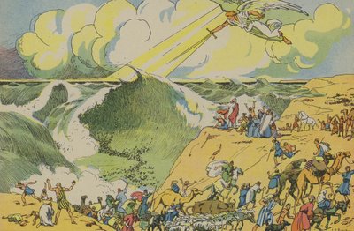 Moisés atravessa o Mar Vermelho (litografia a cores) de Joseph Porphyre Pinchon