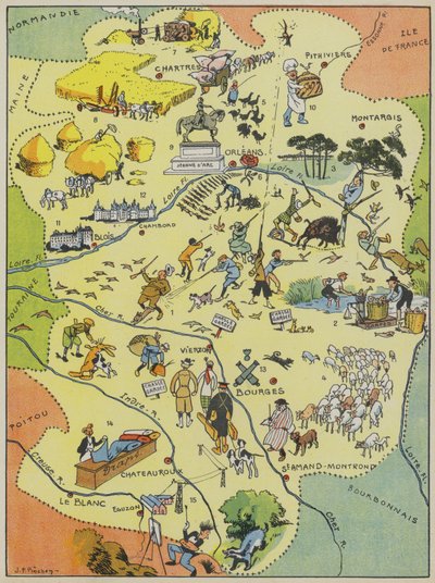 Orleans-Berry (litografia a cores) de Joseph Porphyre Pinchon