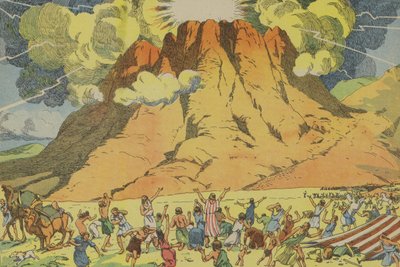 Promulgação dos Dez Mandamentos (litografia a cores) de Joseph Porphyre Pinchon