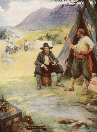 Onde agora está a cidade graet da Cidade do Cabo, eles montam as suas tendas e cabanas (cor litho) de Joseph Ratcliffe (after) Skelton