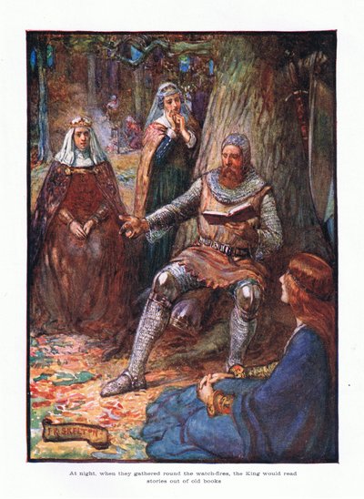 À noite, quando se reuniam em torno dos watchfires, o rei lia histórias de livros antigos. de Joseph Ratcliffe Skelton