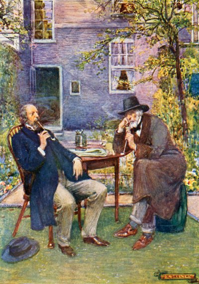 Carlyle (à direita) e Tennyson conversando e fumando de Joseph Ratcliffe Skelton