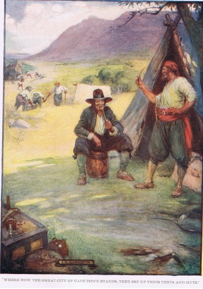 Onde fica a grande cidade da Cidade do Cabo, eles montam suas tendas e cabanas de Joseph Ratcliffe Skelton