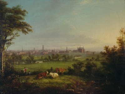 Leeds from the Meadows, c.1825 (óleo sobre tela) de Joseph Rhodes
