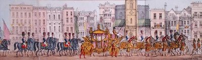 Representação Panorâmica do Progresso Real da Rainha Vitória Através da Cidade de Londres em 9 de Novembro de 1837 (litho) (detalhe) de Joseph Robins