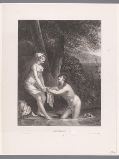 Daphnis e Chloe tomando banho Le Bain (título no objeto) de Joseph Rose Lemercier