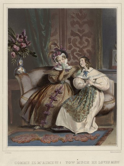 As mulheres. Galeria da moda, ca. 1830: Como ele me ama!!! (...) de Joseph Rose Lemercier