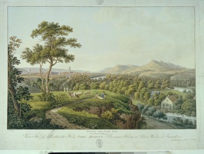 Vista de Jena de Rasenhuehlberg, c.1810 (gravura) de Joseph Roux