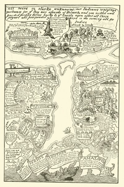 Mapa da Amazônia Turbida em Vermelho + Preto (gravura) de Joseph Rudyard (after) Kipling