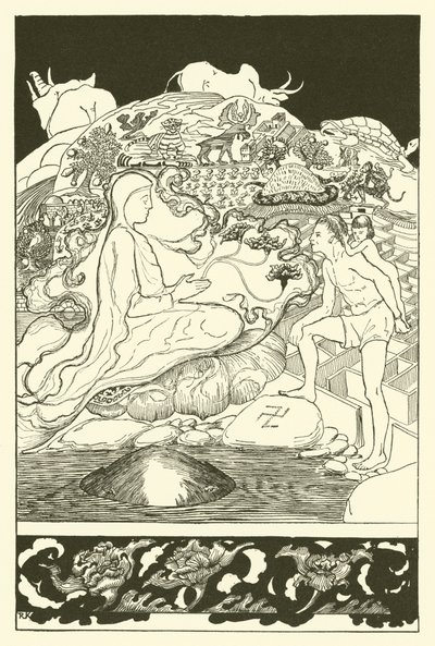 Pau Amma o Caranguejo fugindo enquanto o Mago mais Ancião falava com o Homem e sua Filhinha (gravação) de Joseph Rudyard (after) Kipling