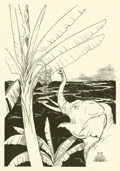 O Filhote do Elefante vai puxar bananas (gravura) de Joseph Rudyard (after) Kipling