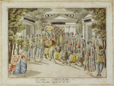 Sarastro chega na sua carruagem ... (gravura) de Joseph Schaffer