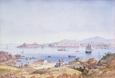 Corfu da ilha de Vidho, 1789 (wc) de Joseph Schranz