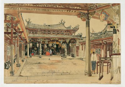 Pátio de um templo chinês em Cingapura de Joseph Selleny