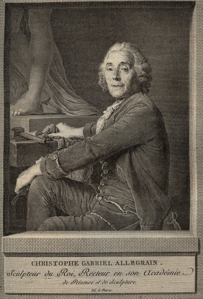 Retrato de Christophe-Gabriel (Christophe Gabriel) Allegrain (1710-1795) Escultor francês - gravura após a pintura de Joseph-Siffrein Duplessis de Joseph Siffred (after) Duplessis