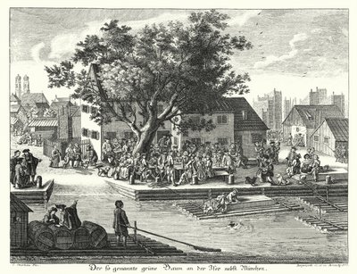 A pousada Gruene Baum (Árvore Verde) perto de Munique (gravação) de Joseph Stephan
