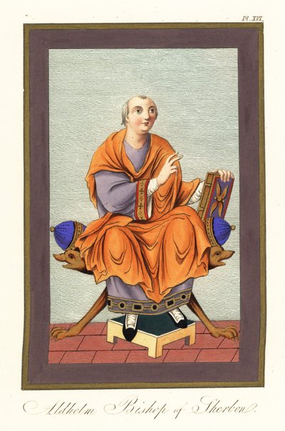 Aldhelm, Bispo de Sherborn c639-709 ,1851 (gravura) de Joseph Strutt