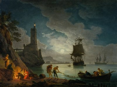 Um porto ao luar de Claude Joseph Vernet