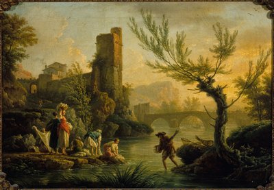 Paisagem com lavadeiras, 1763 (óleo sobre tela) de Joseph Vernet
