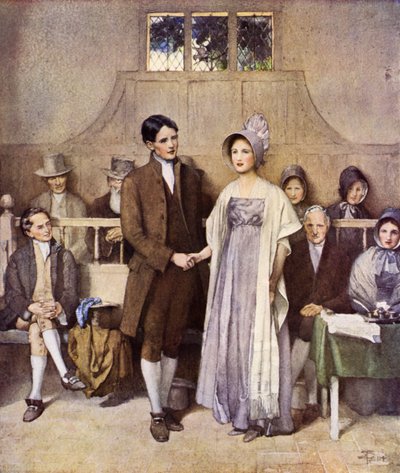 Um Casamento Quaker, Amor e Lealdade (cor litho) de Joseph Walter West