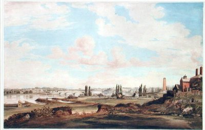 Vista da Filadélfia e do Rio Schuylkill, c.1816 (aquarela sobre papel) de Joseph Watson