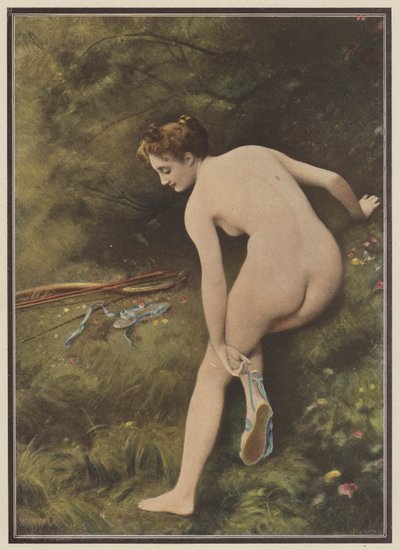 Artemis, deusa da caça (cor litho) de Joseph Wencker