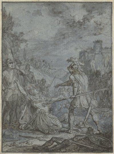 Rendição de um comandante do exército Grupo de ilustrações semelhantes com cavaleiros e cavaleiros (título da série) de Joseph Werner