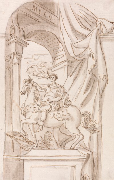 Um Estudo da Estátua de Carlos Magno de Agostino Cornacchini, Basílica de São Pedro, Roma de Joseph Wilton