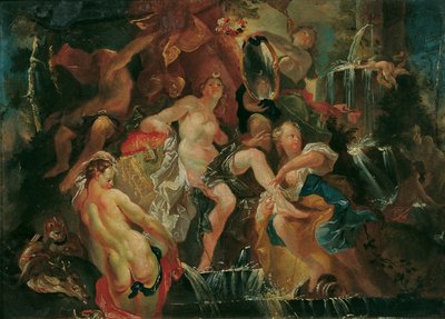 O Banho de Diana (Reverso: A Educação do Menino Baco) de Joseph Winterhalder d. J.