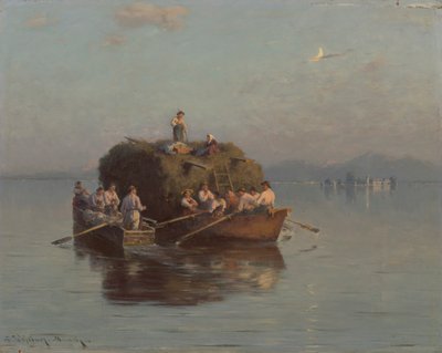 Barco de feno no Chiemsee de Joseph Wopfner