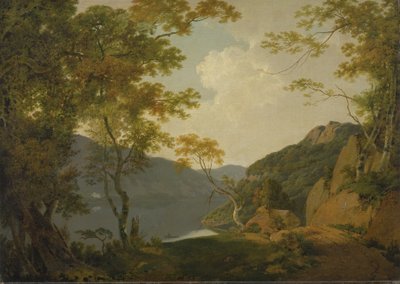 Cena do lago de Joseph Wright of Derby