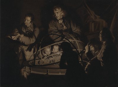 Filósofo a dar uma conferência sobre o orrery de Joseph Wright of Derby