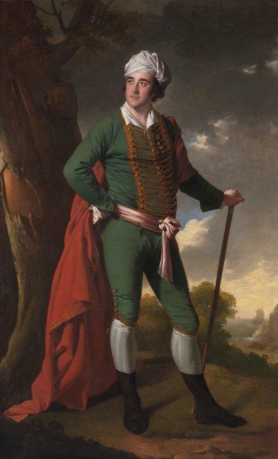 Retrato de um Homem, conhecido como o "Capitão Índio". de Joseph Wright of Derby