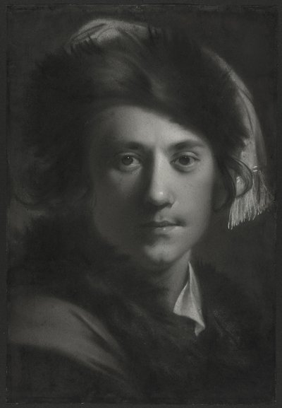 Autorretrato com gorro de pele de Joseph Wright of Derby