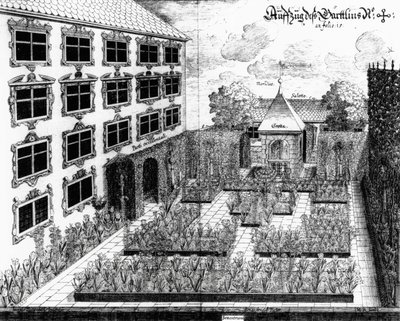 Projeto para o jardim de Furttenbach em Ulm, da Architectura Privata, gravado por Jonas Arnold (1600-69), publicado em 1641 de Joseph after Furttenbach