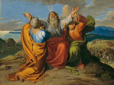 Moisés a rezar com Aaron e Hur no Monte Horeb de Joseph von Fuhrich