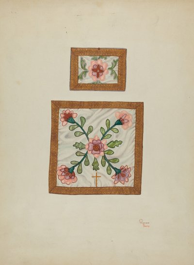 Burse e véu do cálice, c. 1940 de Josephine C. Romano