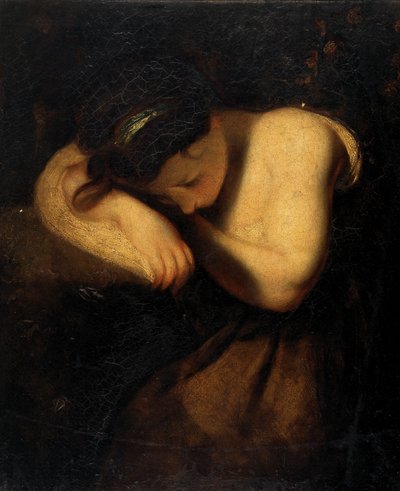 Rapariga, a dormir (óleo sobre tela) de Joshua (follower of) Reynolds
