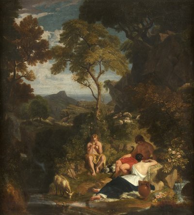 Arcadian Shepherds, c.1824 (óleo sobre tela) de Joshua Cristall