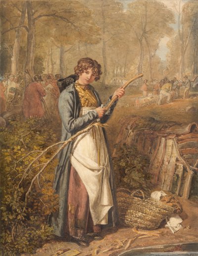 Barking Timber em Wychwood Forest, Oxfordshire, 1818. de Joshua Cristall