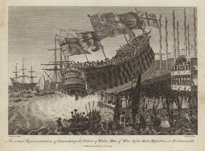 Lançamento do Príncipe de Gales, Homem de Guerra, diante de suas Majestades em Portsmouth de Joshua Cristall